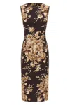 Dolce & Gabbana Rose Cretonne Charmeuse Sleeveless Midi Dress In Multi
