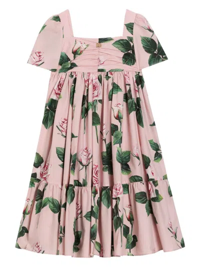 Dolce & Gabbana Kids' Rose-print Dress
