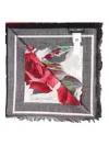 Dolce & Gabbana Rose-print Fringed Cover-up Scarf In Multi