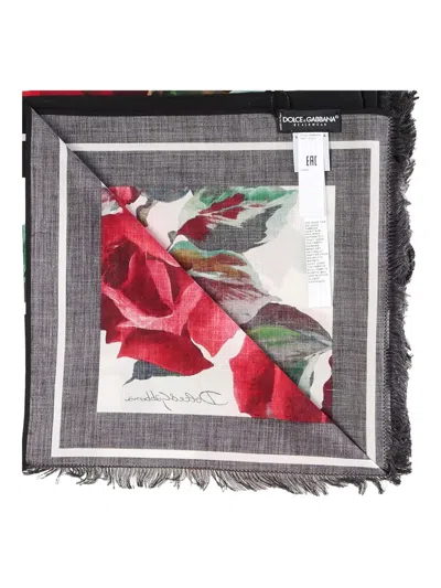 Dolce & Gabbana Rose-print Fringed Cover-up Scarf In Multi