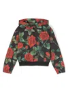Dolce & Gabbana Rose-print Hooded Jacket In Black