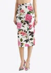 Dolce & Gabbana Rose Print Jacquard Midi Skirt In Multicolor