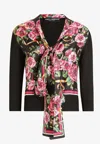 Dolce & Gabbana Rose Print Long-sleeved Sweater In Multicolor