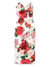 Dolce & Gabbana Bustier Midi Dress With Floral Print In White