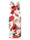 Dolce & Gabbana Bustier Midi Dress With Floral Print In White