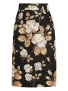 Dolce & Gabbana Multicolour Jacquard Floral Skirt In Black