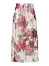 Dolce & Gabbana Rose Print Midi Skirt In White