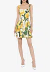 Dolce & Gabbana Rose Print Pleated Poplin Mini Dress In Multicolor