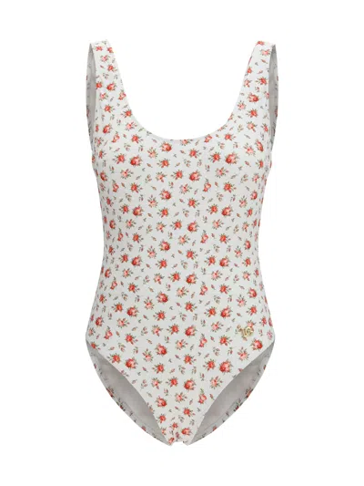 Dolce & Gabbana Rose Print One-piece Swimsuit In Multi