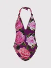 Dolce & Gabbana Embellished Floral-print Knotted Halterneck Swimsuit