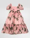 Dolce & Gabbana Rose-print Organza Dress In Print