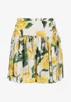 Dolce & Gabbana Rose Print Pleated Mini Skirt In Multicolor