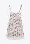 Dolce & Gabbana Lace-trimmed Floral-print Cotton-blend Poplin Bustier Mini Dress In White