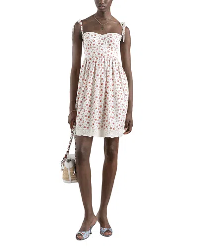Dolce & Gabbana Rose Print Poplin Mini Dress In White