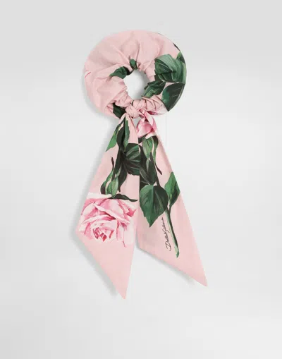 Dolce & Gabbana Rose-print Poplin Scrunchie