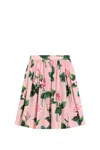 Dolce & Gabbana Pleated Rose Print Skirt In Rose
