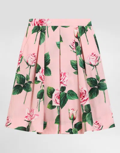 Dolce & Gabbana Printed Cotton Pleated Skirt