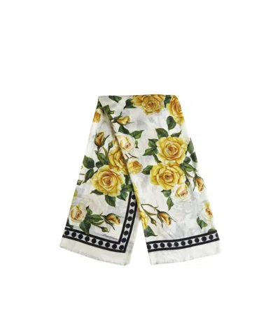 Dolce & Gabbana Rose-print Rectangle Scarf In Multicolor