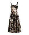 Dolce & Gabbana Vintage Rose Print Satin Dress In Black