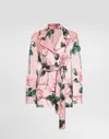 Dolce & Gabbana Silk Floral Shirt With Waist Belt In Print