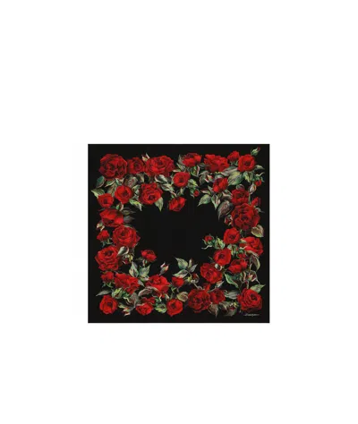 DOLCE & GABBANA ROSE PRINT SCARF