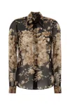 Dolce & Gabbana Printed Silk Shirt In Black