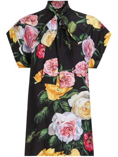Dolce & Gabbana Peony And Rose Print Silk Shirt In Multi