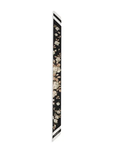 Dolce & Gabbana Rose-print Silk Bandeau In Brown