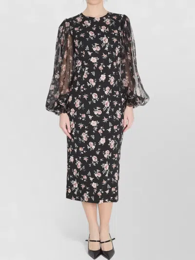 DOLCE & GABBANA SILK FLORAL-PRINT MIDI DRESS