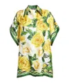 Dolce & Gabbana Multicolor Oversize Shirt With Flower Print All-over In Yellow