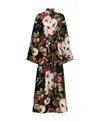 Dolce & Gabbana Floral Silk Satin Shirt Dress In Black