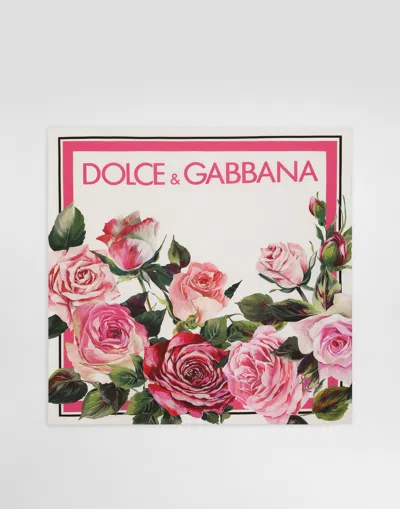 DOLCE & GABBANA ROSE-PRINT SILK TWILL FOULARD (70X70)