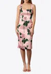 Dolce & Gabbana Rose-print Sleeveless Knee-length Dress In Pink