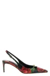 Dolce & Gabbana Rose Print Slingbacks In Multi