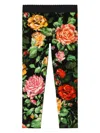 Dolce & Gabbana Rose-print Slip-on Leggings In Black