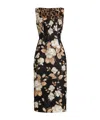 Dolce & Gabbana Rose-print Square-neck Midi Dress In Black