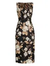 Dolce & Gabbana Rose-print Square-neck Midi Dress In Multi