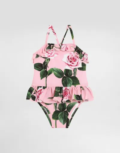 DOLCE & GABBANA ROSE-PRINT SWIMSUIT
