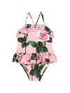 Dolce & Gabbana Rose-print Swimsuit In Pink