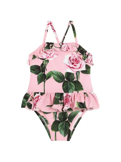 Dolce & Gabbana Babies' Rose-print Swimsuit