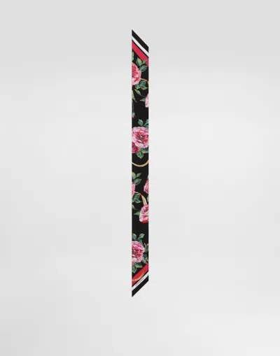 DOLCE & GABBANA ROSE-PRINT TWILL HEADSCARF (6X100)