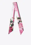 Dolce & Gabbana Rose Print Twill Headscarf In Multicolor