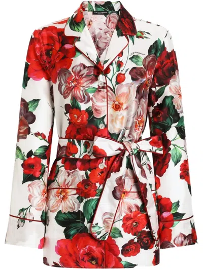 DOLCE & GABBANA ROSE-PRINT TWILL SHIRT