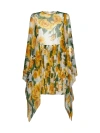 Dolce & Gabbana Silk Chiffon Rose-print Dress In White/yellow