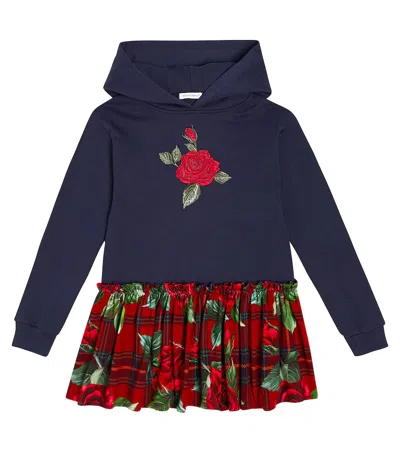 Dolce & Gabbana Babies' Bedrucktes Kleid Aus Baumwolle In Blue