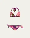 Dolce & Gabbana Rose-printed Two-piece Swimsuit In Rose Rosa Fviola