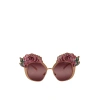 Dolce & Gabbana Pink Gold Rose Sequin Embroidery Dg2202 Sunglasses In Gold
