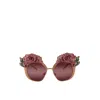 Dolce & Gabbana Pink Gold Rose Sequin Embroidery Dg2202 Sunglasses In Gold
