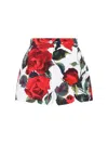 Dolce & Gabbana Rose Printed Poplin Shorts In White