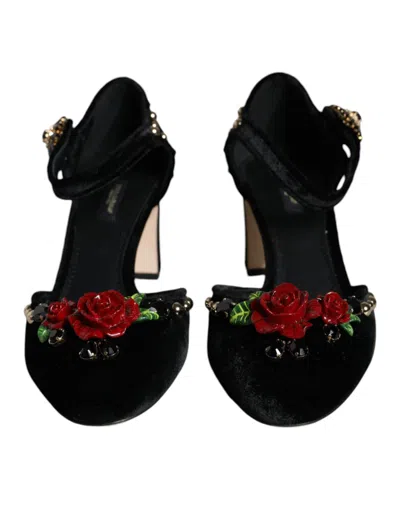 Dolce & Gabbana Rose-embellished Velvet Pump In Pattern